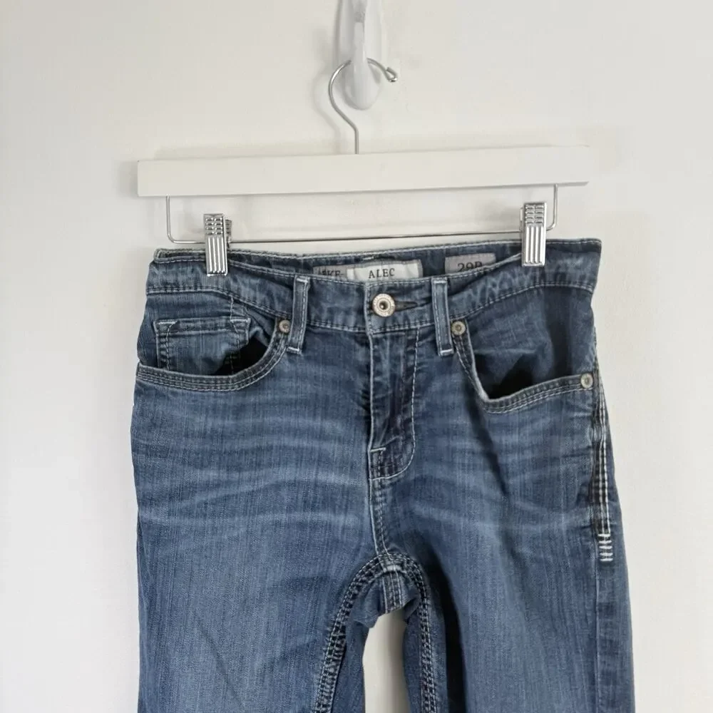 BKE Alec Straight Leg Jeans Western Cowboy Country‎ Whisker Big Stitch Mens 29R